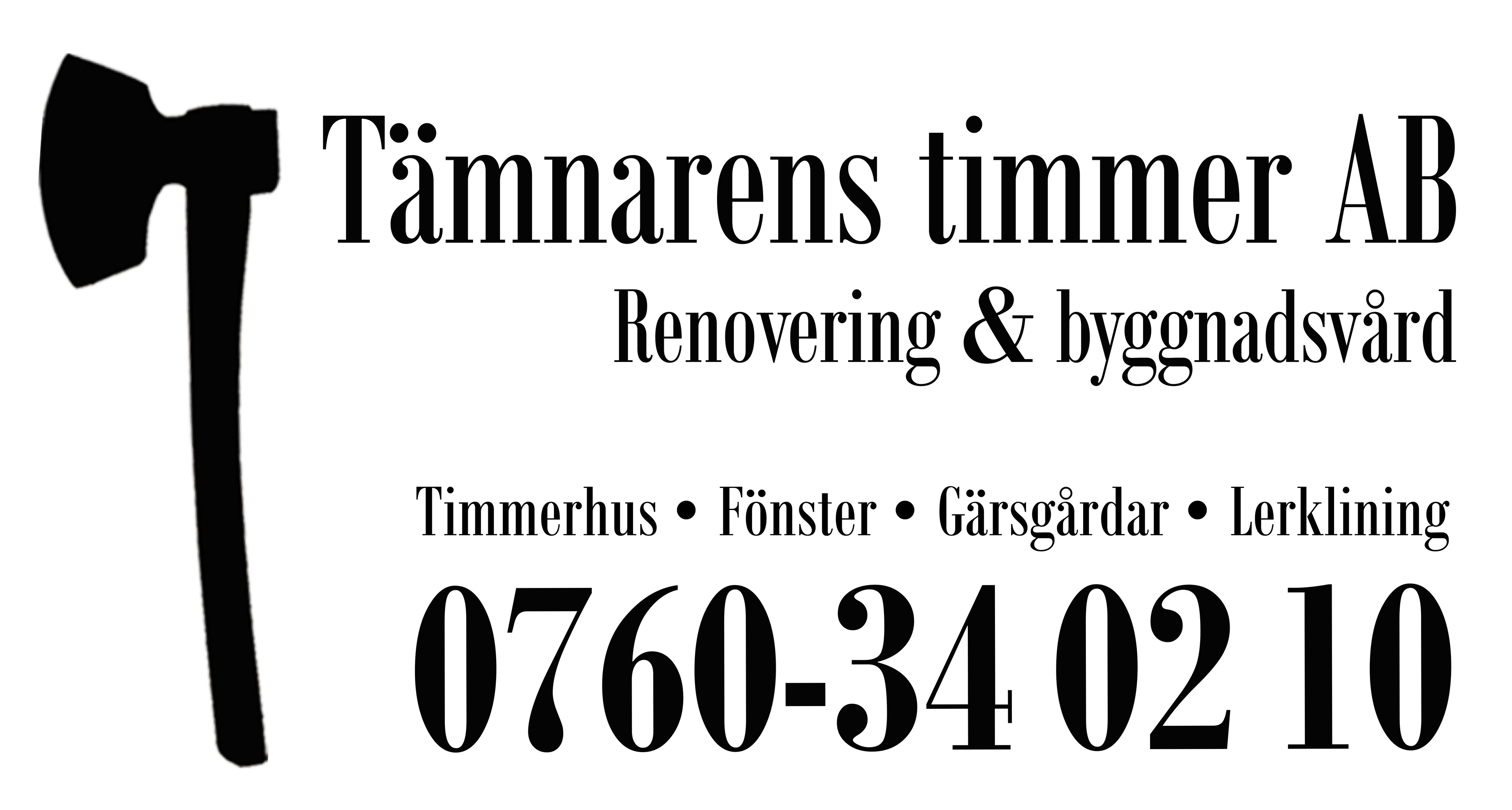 Tämnarens timmer AB – renovering av timmerhus i Uppland. 0760-340210